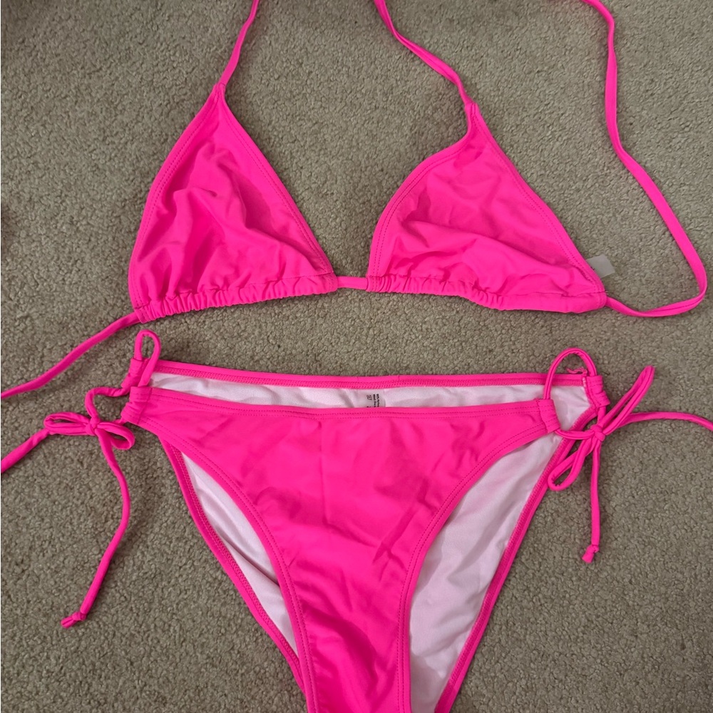 Vibrant Pink Triangle Bikini Set - image 1